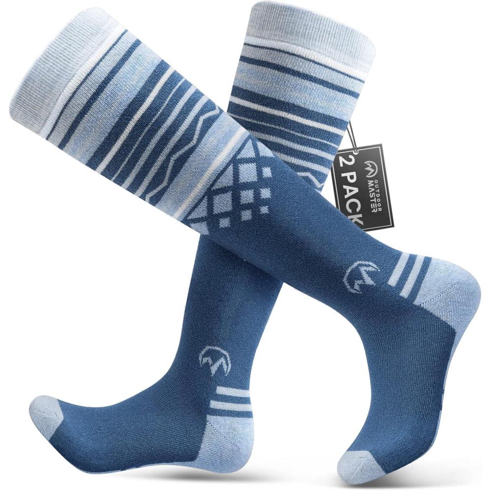 imageOutdoorMaster Merino Wool Ski Socks for Men ampamp Women Unisex Thermal Winter Warm Snowboarding Socks for Cold WeatherBaby Blue