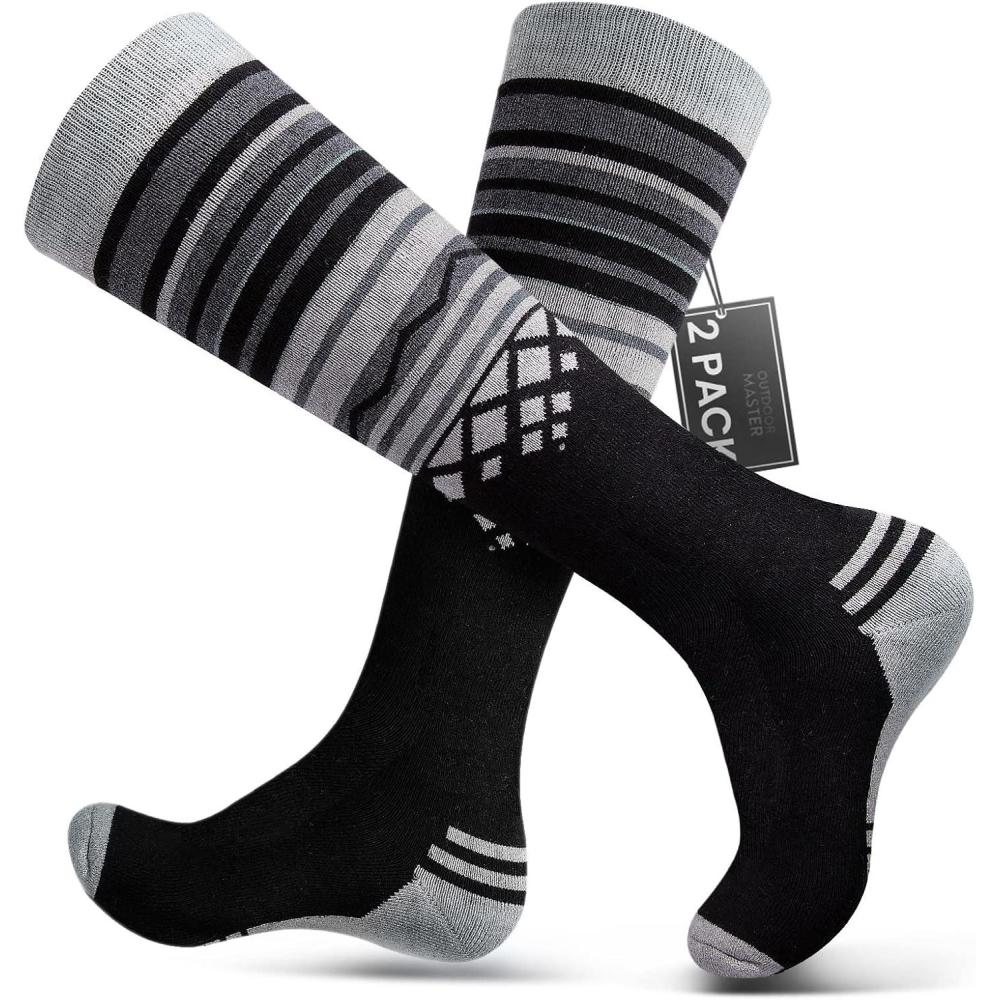 imageOutdoorMaster Merino Wool Ski Socks for Men ampamp Women Unisex Thermal Winter Warm Snowboarding Socks for Cold WeatherBlack