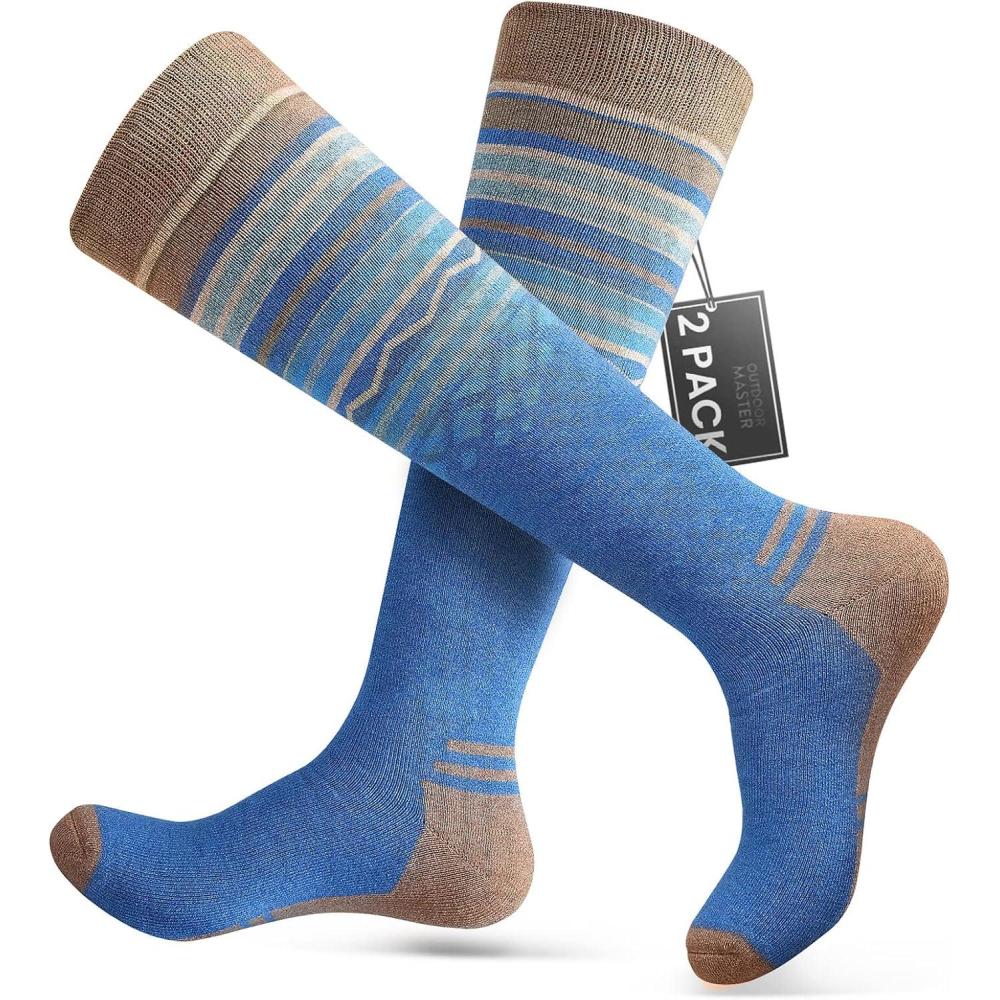 imageOutdoorMaster Merino Wool Ski Socks for Men ampamp Women Unisex Thermal Winter Warm Snowboarding Socks for Cold WeatherBlue