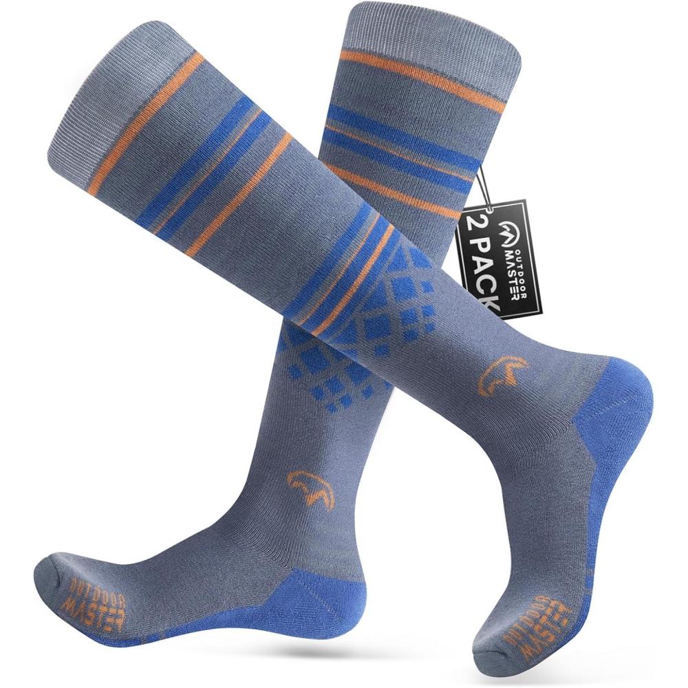 imageOutdoorMaster Merino Wool Ski Socks for Men ampamp Women Unisex Thermal Winter Warm Snowboarding Socks for Cold WeatherBlue Orange