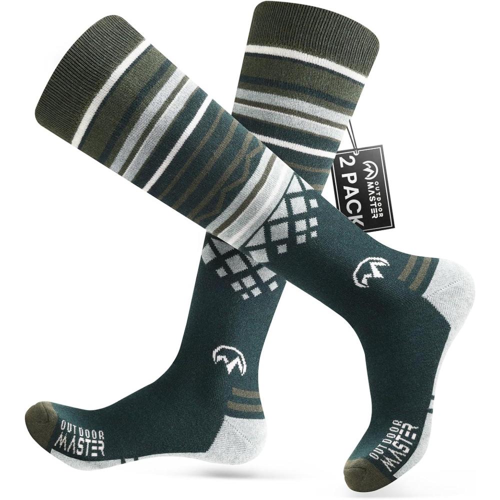 imageOutdoorMaster Merino Wool Ski Socks for Men ampamp Women Unisex Thermal Winter Warm Snowboarding Socks for Cold WeatherDark Green