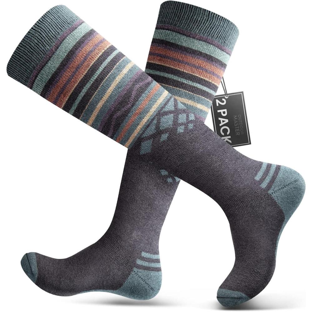 imageOutdoorMaster Merino Wool Ski Socks for Men ampamp Women Unisex Thermal Winter Warm Snowboarding Socks for Cold WeatherGray