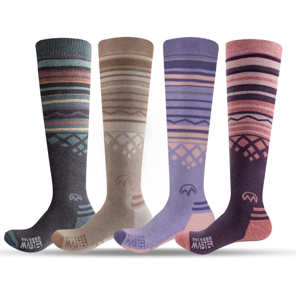 imageOutdoorMaster Merino Wool Ski Socks for Men ampamp Women Unisex Thermal Winter Warm Snowboarding Socks for Cold WeatherGraypinkpurplekhaki