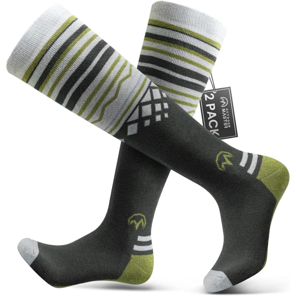 imageOutdoorMaster Merino Wool Ski Socks for Men ampamp Women Unisex Thermal Winter Warm Snowboarding Socks for Cold WeatherOlive Green