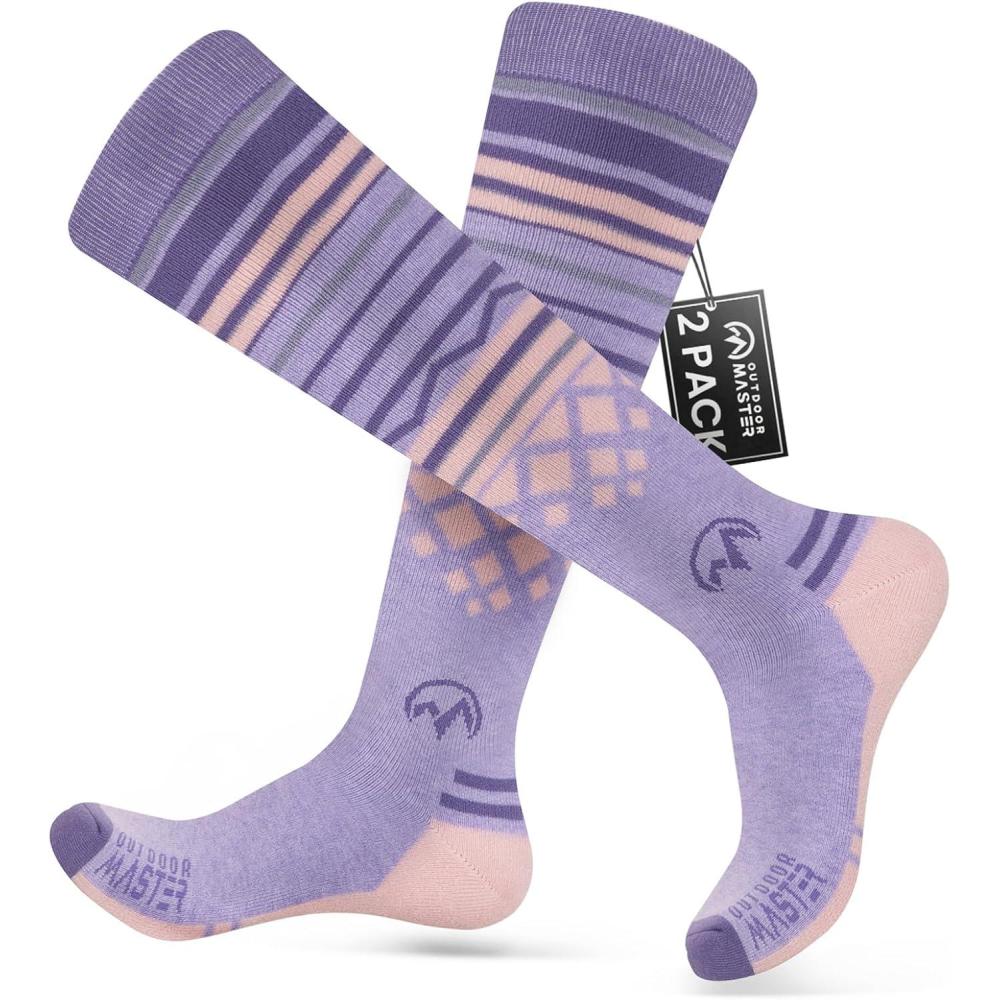 imageOutdoorMaster Merino Wool Ski Socks for Men ampamp Women Unisex Thermal Winter Warm Snowboarding Socks for Cold WeatherPurple Pink