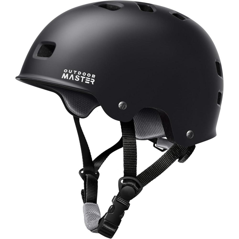 imageOutdoorMaster Skateboard Cycling Helmet Two Removable Liners Ventilation MultiSport Scooter Roller Skate Inline Skating Rollerblading for Kids Youth ampamp AdultsBlack