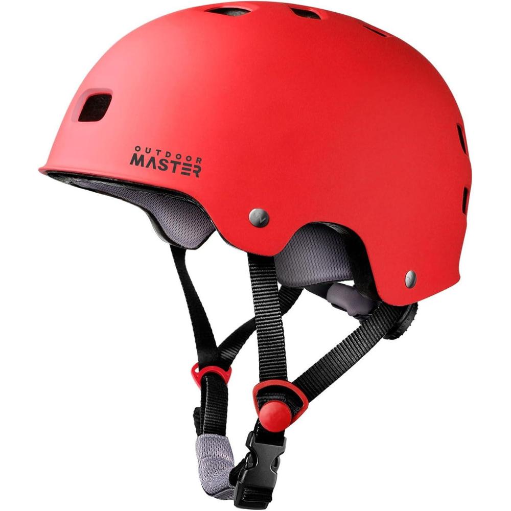 imageOutdoorMaster Skateboard Cycling Helmet Two Removable Liners Ventilation MultiSport Scooter Roller Skate Inline Skating Rollerblading for Kids Youth ampamp AdultsRed
