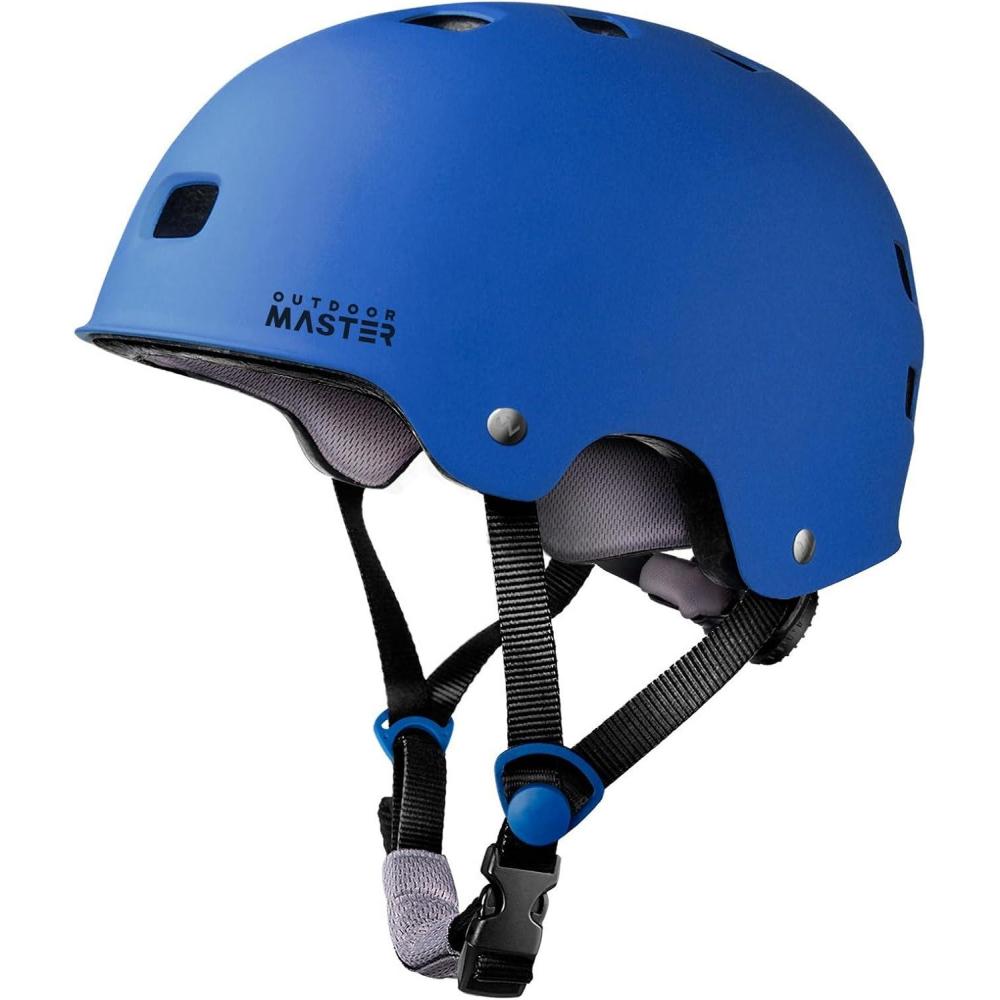 imageOutdoorMaster Skateboard Cycling Helmet Two Removable Liners Ventilation MultiSport Scooter Roller Skate Inline Skating Rollerblading for Kids Youth ampamp AdultsDeep Blue