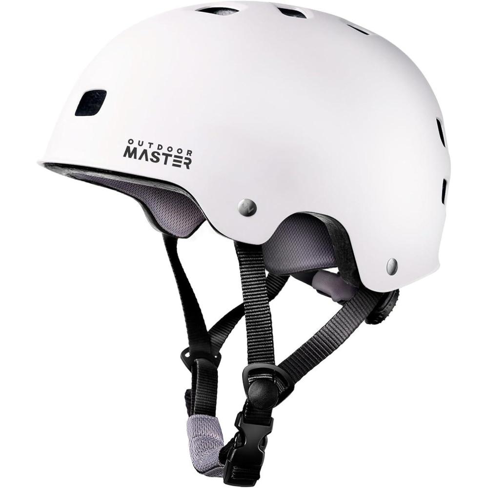 imageOutdoorMaster Skateboard Cycling Helmet Two Removable Liners Ventilation MultiSport Scooter Roller Skate Inline Skating Rollerblading for Kids Youth ampamp AdultsWhite