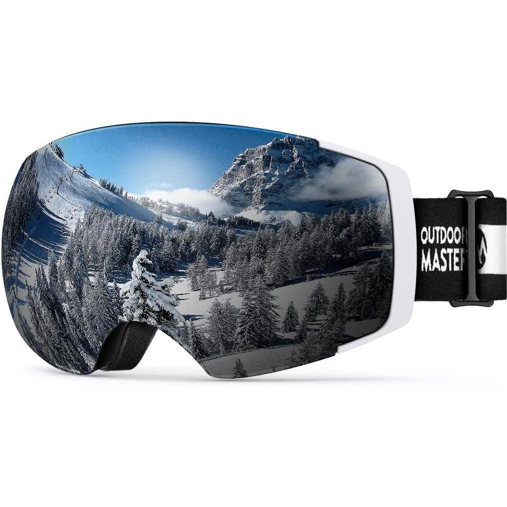 imageOutdoorMaster Ski Goggles PRO Frameless Interchangeable Lens 100 UV400 Protection Snow Goggles for Men ampamp WomenA11whiteframe Revosilverlens Vlt10