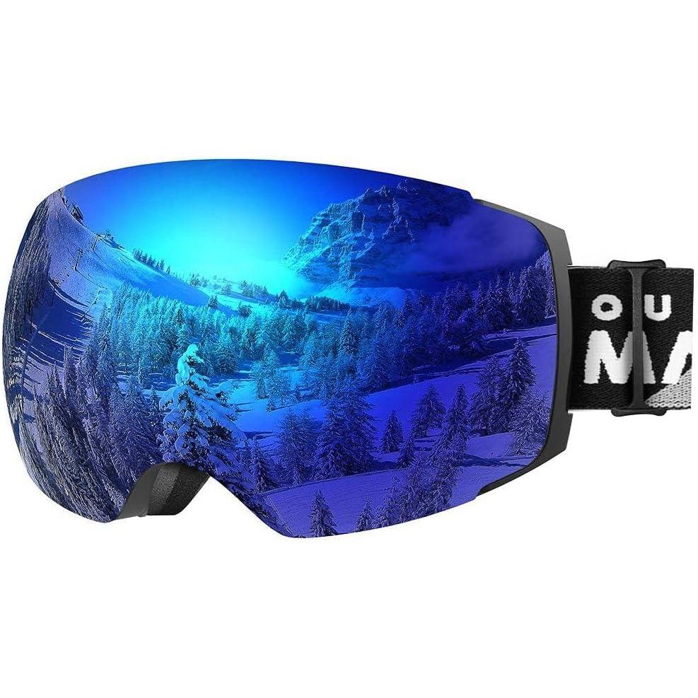 imageOutdoorMaster Ski Goggles PRO Frameless Interchangeable Lens 100 UV400 Protection Snow Goggles for Men ampamp WomenA2blackframe Revobluelens Vlt15