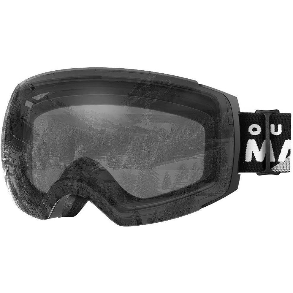 imageOutdoorMaster Ski Goggles PRO Frameless Interchangeable Lens 100 UV400 Protection Snow Goggles for Men ampamp WomenBlackframe Clearlens Vlt99