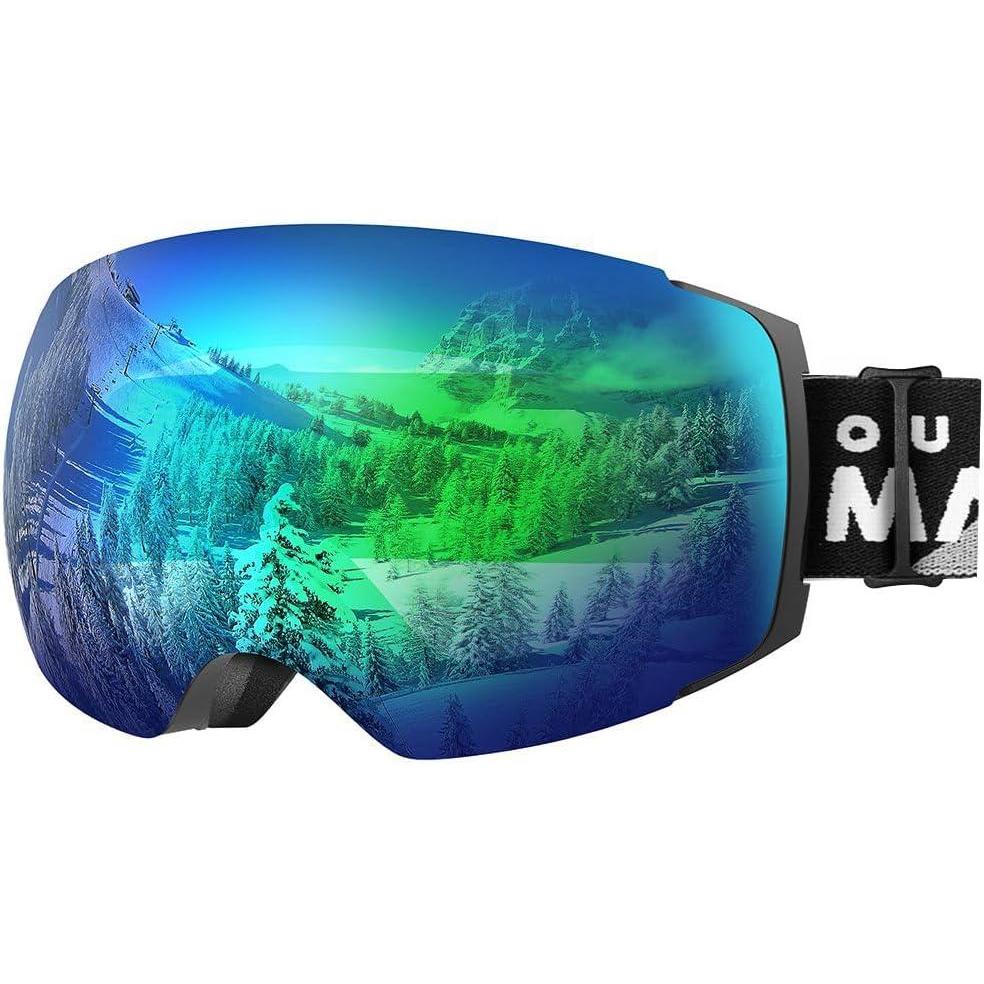 imageOutdoorMaster Ski Goggles PRO Frameless Interchangeable Lens 100 UV400 Protection Snow Goggles for Men ampamp WomenBlackframe Revogreenlens Vlt18