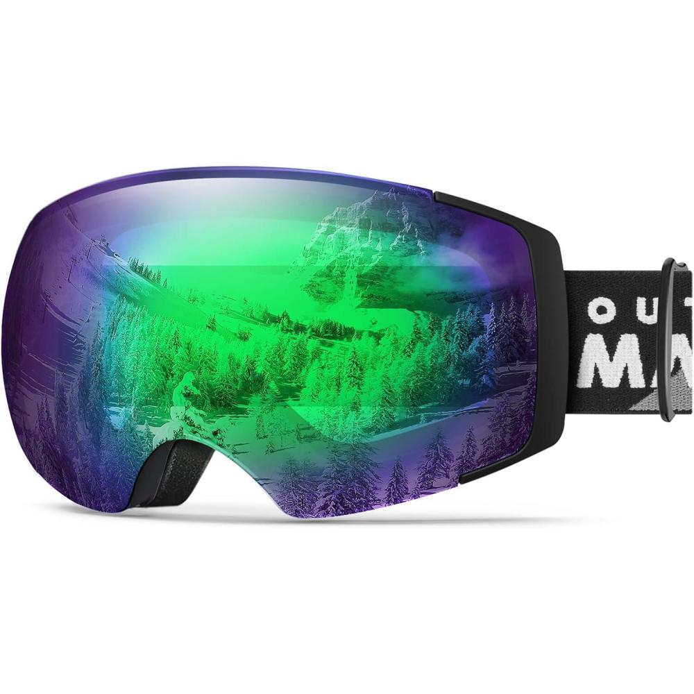imageOutdoorMaster Ski Goggles PRO Frameless Interchangeable Lens 100 UV400 Protection Snow Goggles for Men ampamp WomenBlackframe Revogreenlens Vlt32