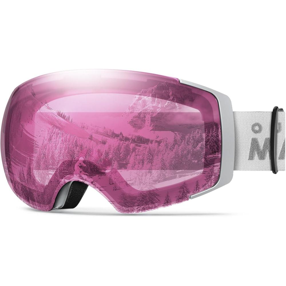 imageOutdoorMaster Ski Goggles PRO Frameless Interchangeable Lens 100 UV400 Protection Snow Goggles for Men ampamp WomenGreyframe Lightpinklens Vlt59