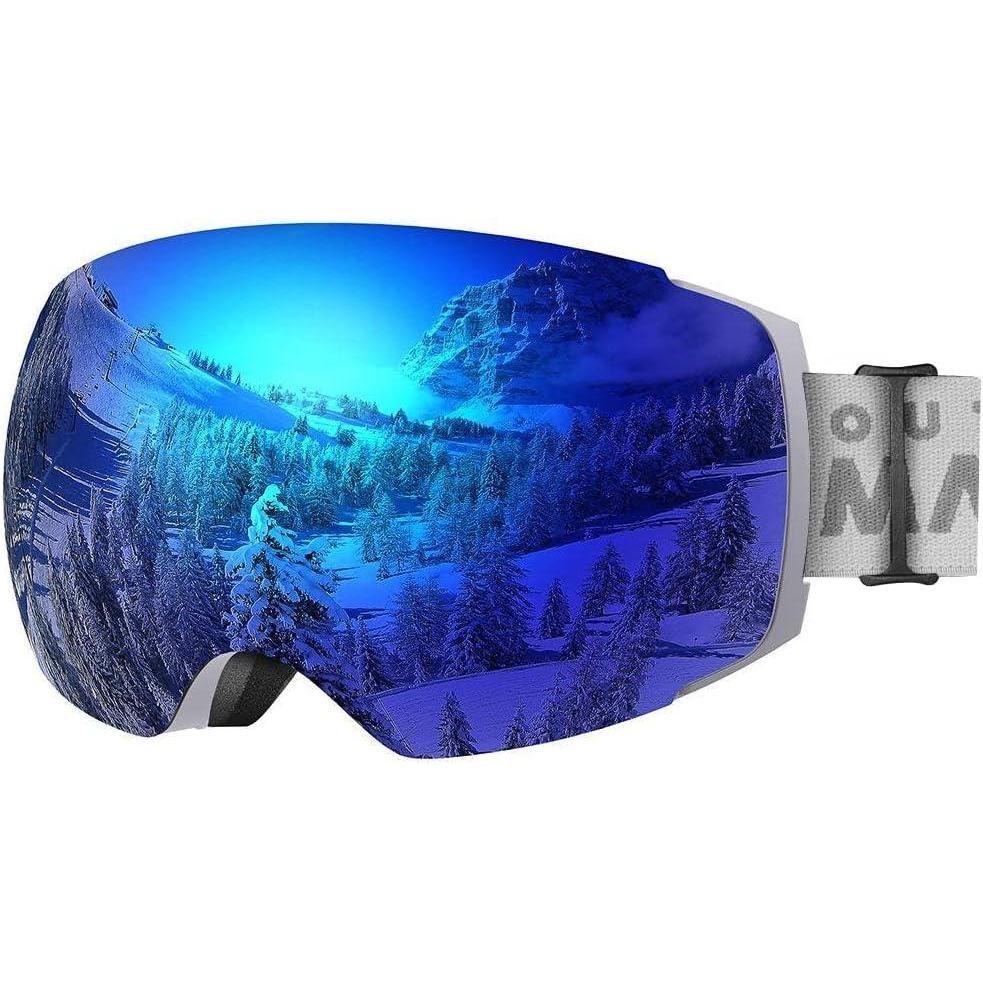 imageOutdoorMaster Ski Goggles PRO Frameless Interchangeable Lens 100 UV400 Protection Snow Goggles for Men ampamp WomenGreyframe Revobluelens Vlt15