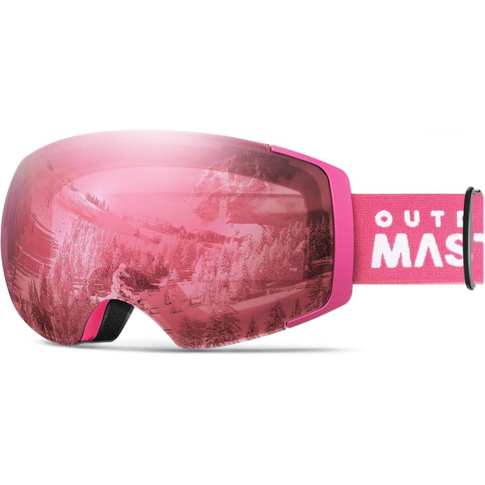 imageOutdoorMaster Ski Goggles PRO Frameless Interchangeable Lens 100 UV400 Protection Snow Goggles for Men ampamp WomenPhotochromic Rose Vlt870