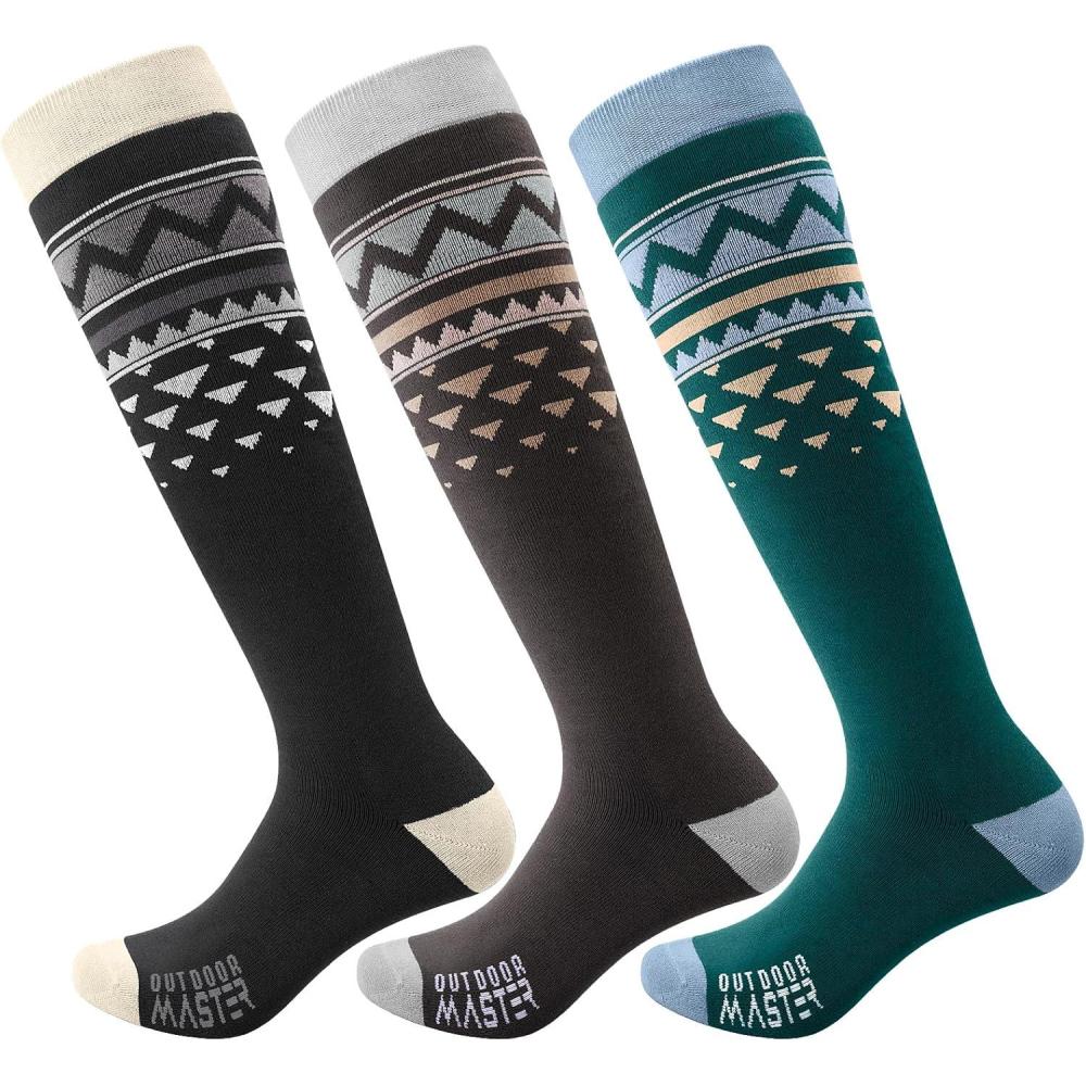 imageOutdoorMaster Ski Socks Snowboarding Socks for Men ampamp Women Thermal Winter Warm ampamp Breathable Over The Calf NonSlip CuffAblackgrayblue