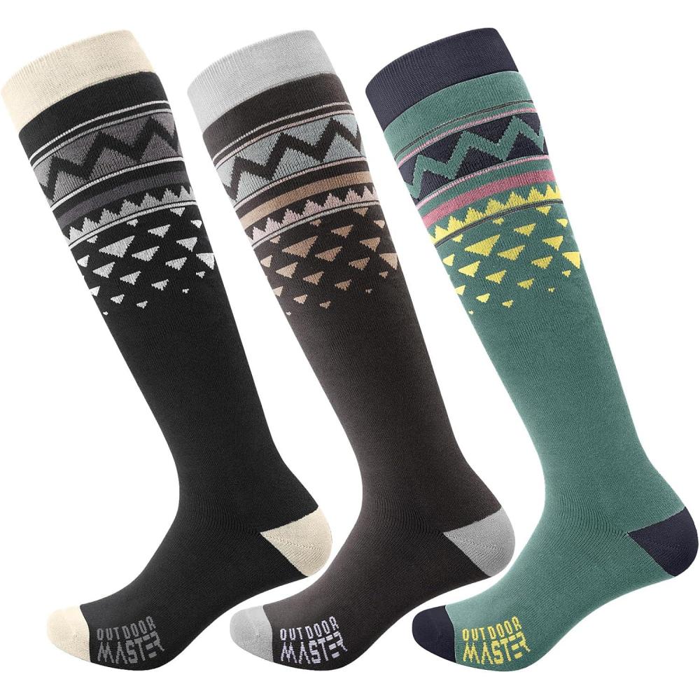 imageOutdoorMaster Ski Socks Snowboarding Socks for Men ampamp Women Thermal Winter Warm ampamp Breathable Over The Calf NonSlip CuffAblackgraygreen