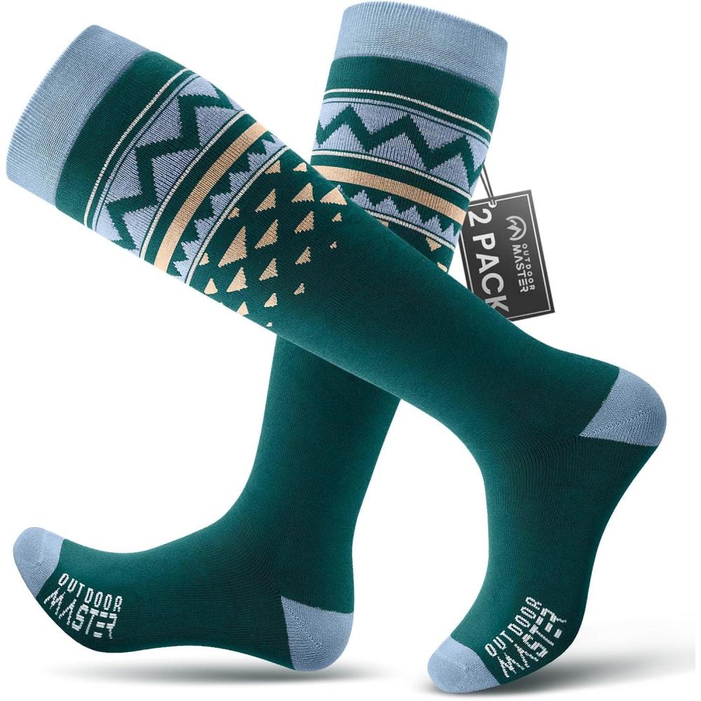 imageOutdoorMaster Ski Socks Snowboarding Socks for Men ampamp Women Thermal Winter Warm ampamp Breathable Over The Calf NonSlip CuffAblue