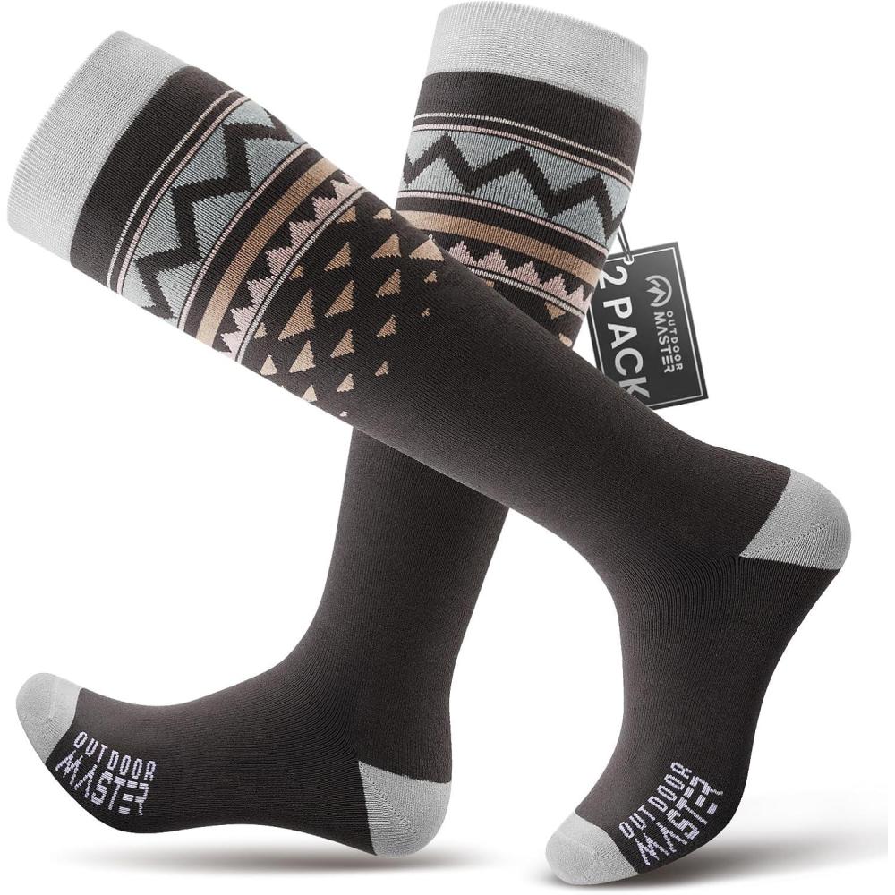 imageOutdoorMaster Ski Socks Snowboarding Socks for Men ampamp Women Thermal Winter Warm ampamp Breathable Over The Calf NonSlip CuffAgray