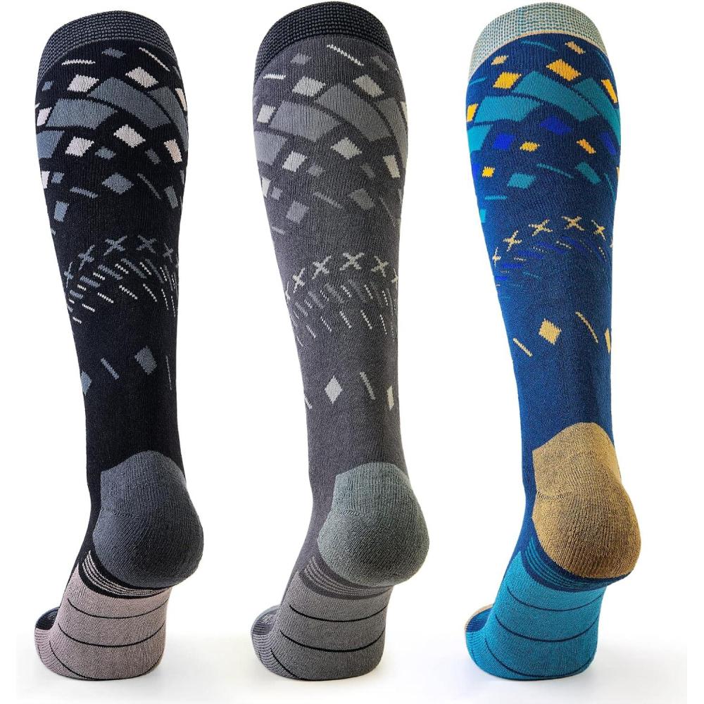 imageOutdoorMaster Ski Socks Snowboarding Socks for Men ampamp Women Thermal Winter Warm ampamp Breathable Over The Calf NonSlip CuffBlackgrayblue