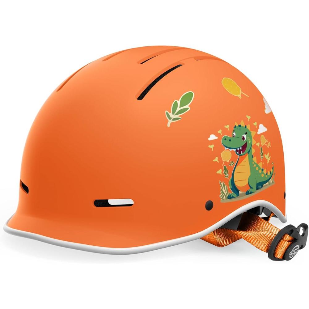 imageOutdoorMaster Toddler Helmet Toddler Bike Helmet Bike Helmet for Youth Boys ampamp Girls Kids Helmet with Visor Dial Fit Adjustment Ventilation MultiSport Helmet for Bicycle Skate Scooter LongboardLucky Dinosaur