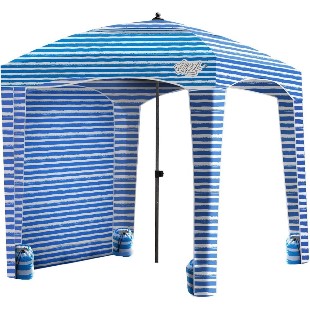 imageQipi Beach Cabana Easy to Set Up Canopy Waterproof Portable 6 x 6 Beach Shelter Included Side Wall Shade with UPF 50 UV Protection Ultimate Sun Umbrella for Kids Family ampamp FriendsSiesta Beach