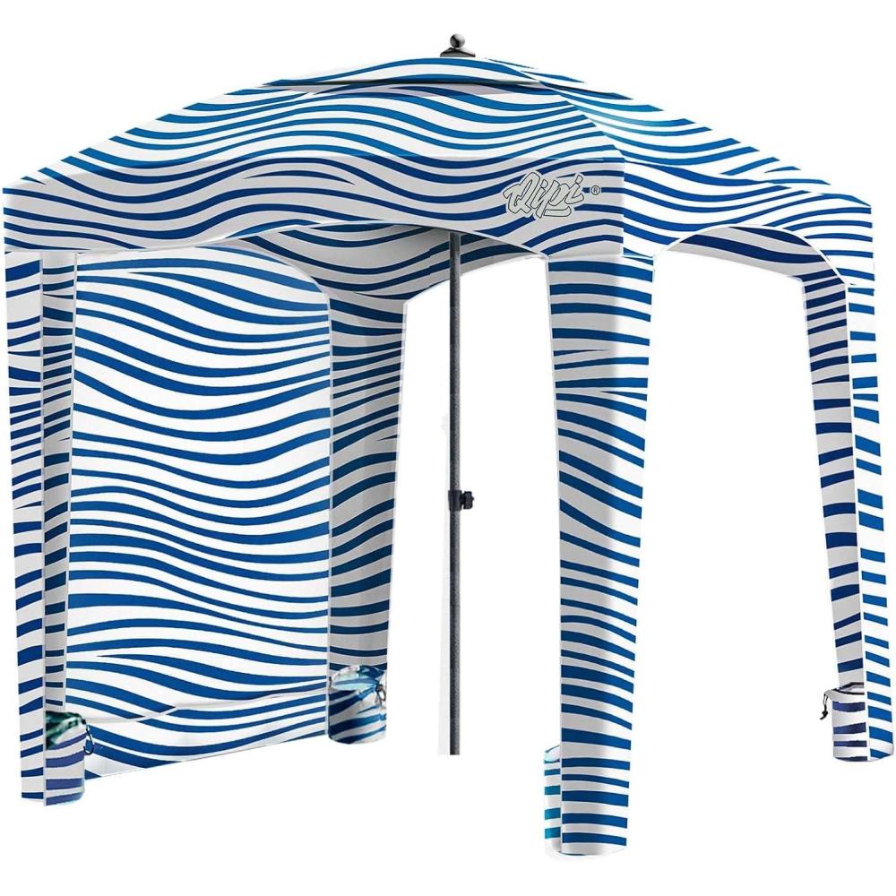 imageQipi Beach Cabana Easy to Set Up Canopy Waterproof Portable 6 x 6 Beach Shelter Included Side Wall Shade with UPF 50 UV Protection Ultimate Sun Umbrella for Kids Family ampamp FriendsSilverthorne Wavea
