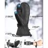 OutdoorMaster 3-Finger Ski Snow Gloves for Women & Men, Winter Warm Snowboard Ski Mittens Screen Touch, Thermal Waterproof with Double-Pocket for Cold Weather Sports, Skiing, Snowboarding(Black+Gray)