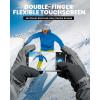 OutdoorMaster 3-Finger Ski Snow Gloves for Women & Men, Winter Warm Snowboard Ski Mittens Screen Touch, Thermal Waterproof with Double-Pocket for Cold Weather Sports, Skiing, Snowboarding(Black+White)