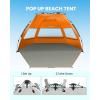 OutdoorMaster Beach Tent Sun Shelter for 3-4 Person, Pop Up Beach Tent Easy Setup with Sandbags, Portable Sun Shade Canopy with Carrying Bag for Beach & Outdoor, UPF50+ UV Protection, Family Size(Orange)