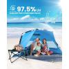 OutdoorMaster Beach Tent Sun Shelter for 3-4 Person, Pop Up Beach Tent Easy Setup with Sandbags, Portable Sun Shade Canopy with Carrying Bag for Beach & Outdoor, UPF50+ UV Protection, Family Size(Blue)