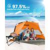 OutdoorMaster Beach Tent Sun Shelter for 3-4 Person, Pop Up Beach Tent Easy Setup with Sandbags, Portable Sun Shade Canopy with Carrying Bag for Beach & Outdoor, UPF50+ UV Protection, Family Size(Orange)