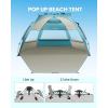 OutdoorMaster Beach Tent Sun Shelter for 3-4 Person, Pop Up Beach Tent Easy Setup with Sandbags, Portable Sun Shade Canopy with Carrying Bag for Beach & Outdoor, UPF50+ UV Protection, Family Size(Cancun Seashore)