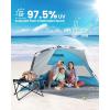 OutdoorMaster Beach Tent Sun Shelter for 3-4 Person, Pop Up Beach Tent Easy Setup with Sandbags, Portable Sun Shade Canopy with Carrying Bag for Beach & Outdoor, UPF50+ UV Protection, Family Size(Ocracoke Coast)