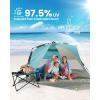 OutdoorMaster Beach Tent Sun Shelter for 3-4 Person, Pop Up Beach Tent Easy Setup with Sandbags, Portable Sun Shade Canopy with Carrying Bag for Beach & Outdoor, UPF50+ UV Protection, Family Size(Cancun Seashore)