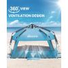 OutdoorMaster Beach Tent Sun Shelter for 3-4 Person, Pop Up Beach Tent Easy Setup with Sandbags, Portable Sun Shade Canopy with Carrying Bag for Beach & Outdoor, UPF50+ UV Protection, Family Size(Ocracoke Coast)