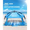 OutdoorMaster Beach Tent Sun Shelter for 3-4 Person, Pop Up Beach Tent Easy Setup with Sandbags, Portable Sun Shade Canopy with Carrying Bag for Beach & Outdoor, UPF50+ UV Protection, Family Size(Blue)