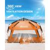 OutdoorMaster Beach Tent Sun Shelter for 3-4 Person, Pop Up Beach Tent Easy Setup with Sandbags, Portable Sun Shade Canopy with Carrying Bag for Beach & Outdoor, UPF50+ UV Protection, Family Size(Orange)