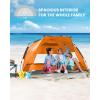 OutdoorMaster Beach Tent Sun Shelter for 3-4 Person, Pop Up Beach Tent Easy Setup with Sandbags, Portable Sun Shade Canopy with Carrying Bag for Beach & Outdoor, UPF50+ UV Protection, Family Size(Orange)