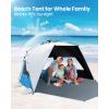 OutdoorMaster Beach Tent with Blackout Shelter Technology, Portable Sun Shade Shelter 4 Person, Pop Up Beach Tents with UPF 50+ UV Protection, 9.5mm Thick Pole, 3 Ventilating Mesh Windows -Green(Ocracoke Coast)