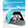 OutdoorMaster Beach Tent with Blackout Shelter Technology, Portable Sun Shade Shelter 4 Person, Pop Up Beach Tents with UPF 50+ UV Protection, 9.5mm Thick Pole, 3 Ventilating Mesh Windows -Green(Green)