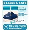 OutdoorMaster Beach Umbrellas for Sand with Sandbag & Anchor, 6.5ft Adjustable Umbrella for Beach Heavy Duty Wind, Portable UPF50+ Sunshade with Carry Bag for Patio, Light Blue Striped(Dark Blue Striped)