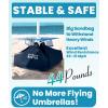 OutdoorMaster Beach Umbrellas for Sand with Sandbag & Anchor, 6.5ft Adjustable Umbrella for Beach Heavy Duty Wind, Portable UPF50+ Sunshade with Carry Bag for Patio, Light Blue Striped(B03 New Version-Light Blue Striped with Cup Holder)