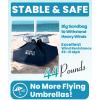 OutdoorMaster Beach Umbrellas for Sand with Sandbag & Anchor, 6.5ft Adjustable Umbrella for Beach Heavy Duty Wind, Portable UPF50+ Sunshade with Carry Bag for Patio, Light Blue Striped(B02 New Version-Blue/White Striped with Cup Holder)