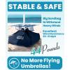 OutdoorMaster Beach Umbrellas for Sand with Sandbag & Anchor, 6.5ft Adjustable Umbrella for Beach Heavy Duty Wind, Portable UPF50+ Sunshade with Carry Bag for Patio, Light Blue Striped(New Version-Blue Striped with Cup Holder)