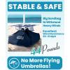 OutdoorMaster Beach Umbrellas for Sand with Sandbag & Anchor, 6.5ft Adjustable Umbrella for Beach Heavy Duty Wind, Portable UPF50+ Sunshade with Carry Bag for Patio, Light Blue Striped(B01 New Version-Navy Striped with Cup Holder)