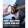 OutdoorMaster Falcon Ski Goggles Lens by ZEISS, OTG Snowboard Goggles Anti-fog, Magnetic Interchangeable Lens, Snow Goggles(A-hydrorose Vlt 19% + Yellowlens)