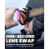 OutdoorMaster Falcon Ski Goggles Lens by ZEISS, OTG Snowboard Goggles Anti-fog, Magnetic Interchangeable Lens, Snow Goggles(A-orchid Vlt 21% + Yellowlens)